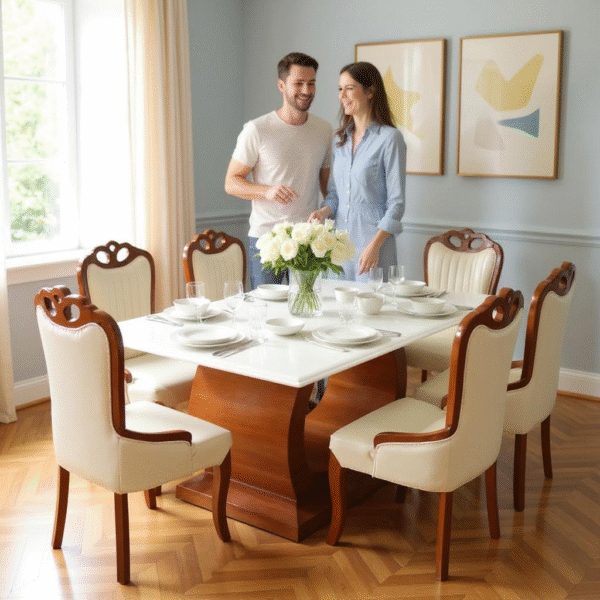 Teakwood with onex 6 seater dining